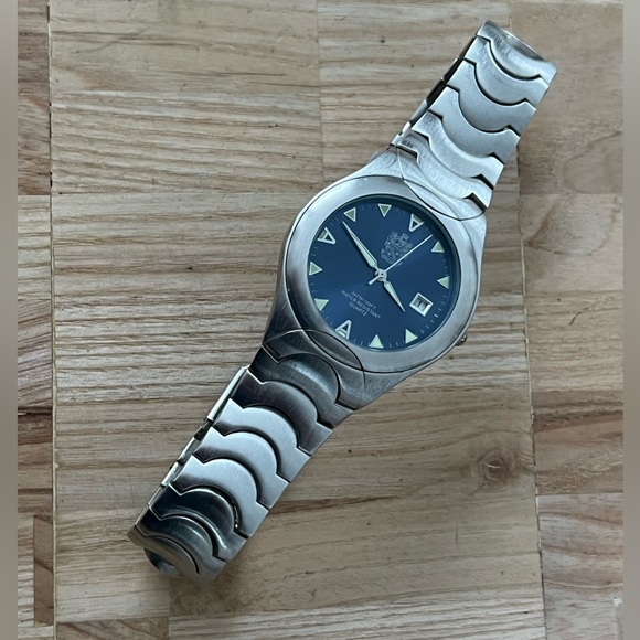 Paolo Gucci Rare Designer Watch Blue Dial Date Window Stainless Case Bracelet - Picture 8 of 14